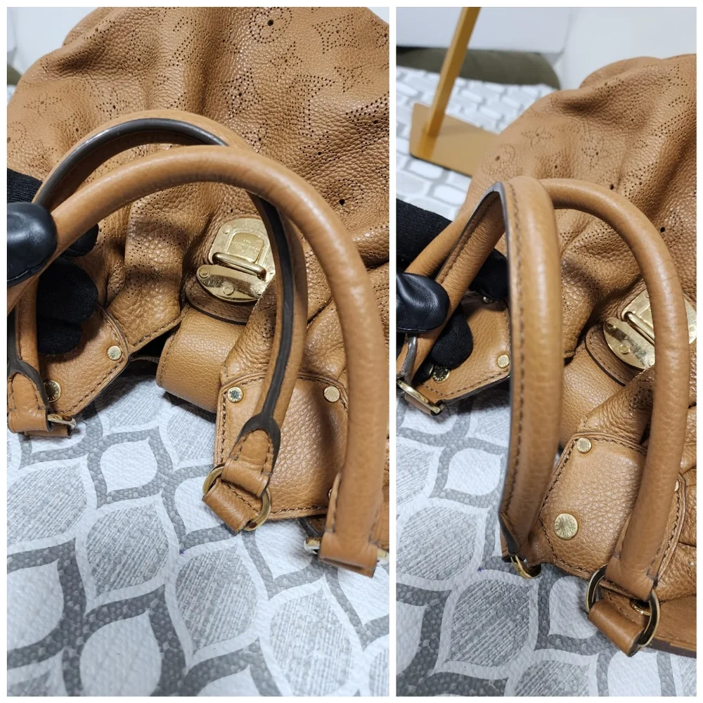 LOUIS VUITTON Mahina L Hobo Bag Brown